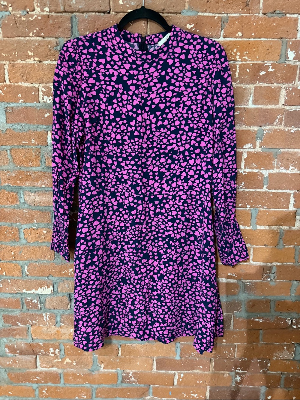 LOFT women’s Heart-Print Long Sleeve Dress - Pink & Purple
